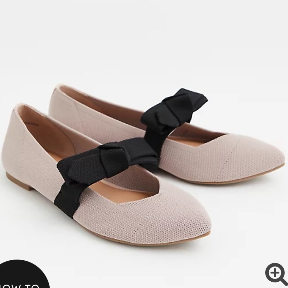 TORRID Beige Stretch Knit Marry Jane Bow Flat